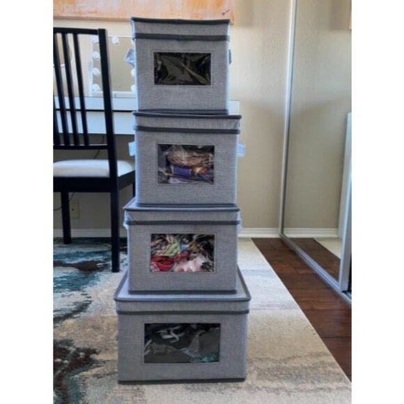 4 Sizes Dinnerware Storage Box w/Lid Handles, Storage Containers - Picture 1 of 1